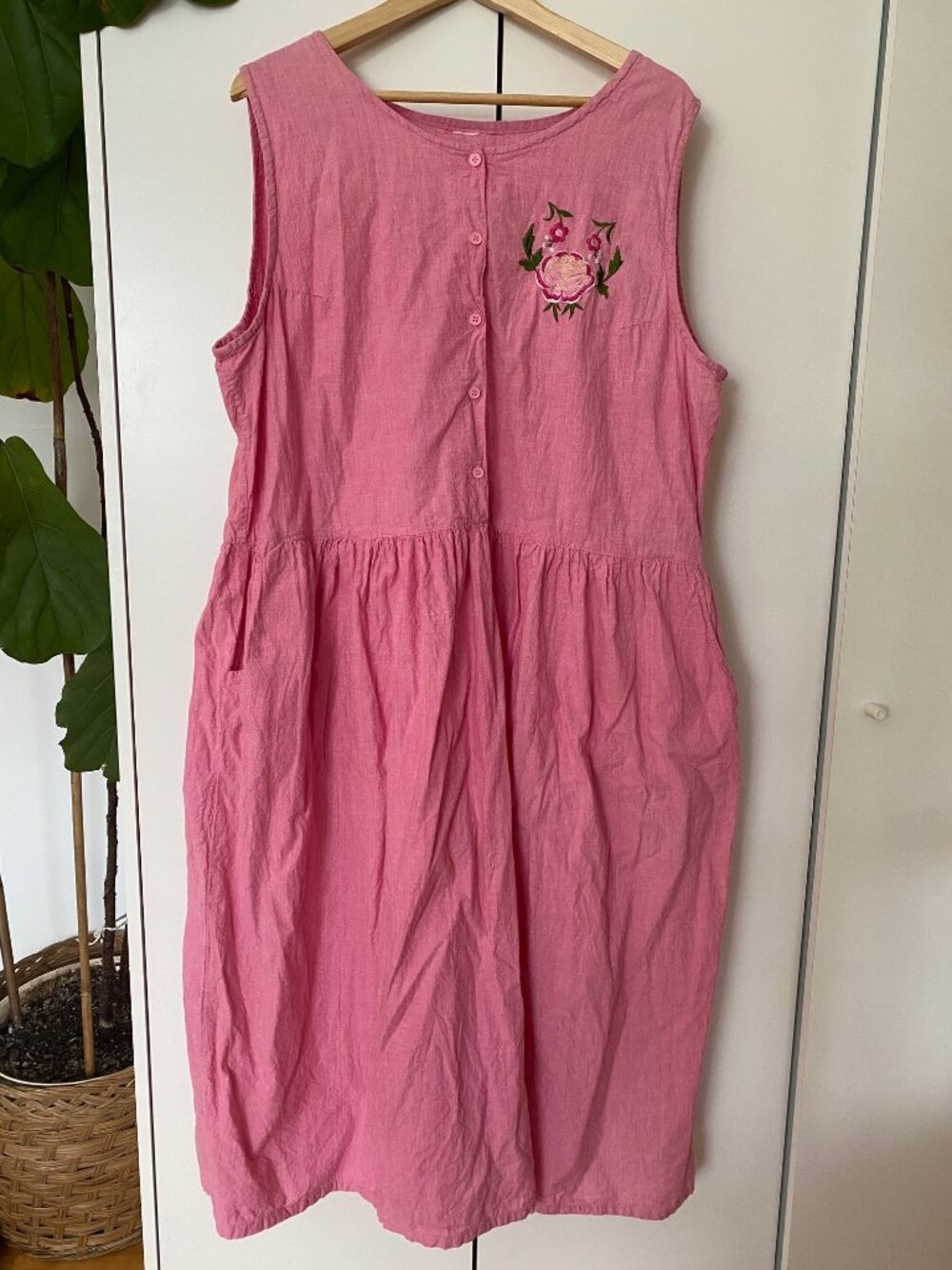 Women Pink Summer Dress Size XL With Pockets